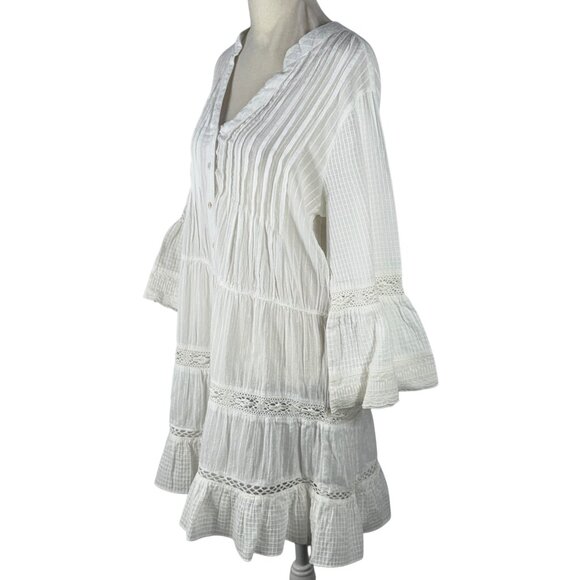 Like new! DOTTI White Cotton Boho Shabby Chic Swim Coverup Size Medium - Picture 4 of 13